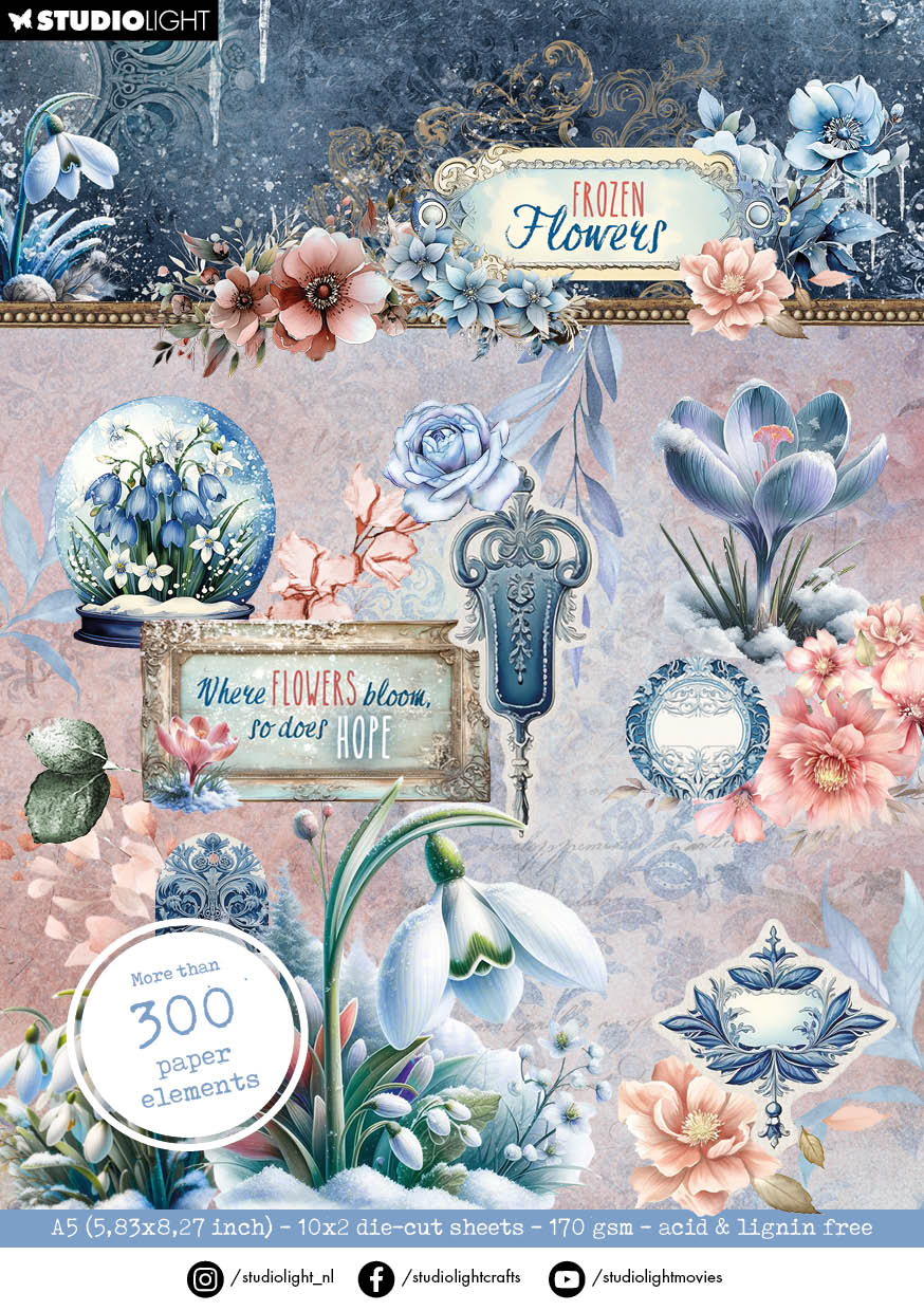 SL Die-Cut Paper Pad Paper Elements Frozen Flowers 20 SH-1