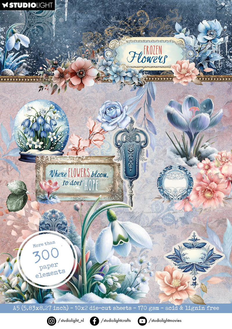SL Die-Cut Paper Pad Paper Elements Frozen Flowers 20 SH-1