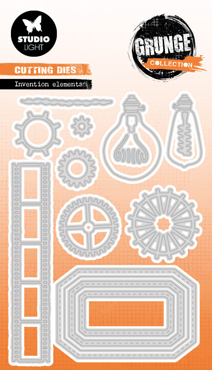 SL Matrice de découpe Éléments d'invention Collection Grunge 102x155x1mm 13 pièces n°697-1