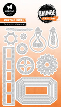 SL Matrice de découpe Éléments d'invention Collection Grunge 102x155x1mm 13 pièces n°697-1