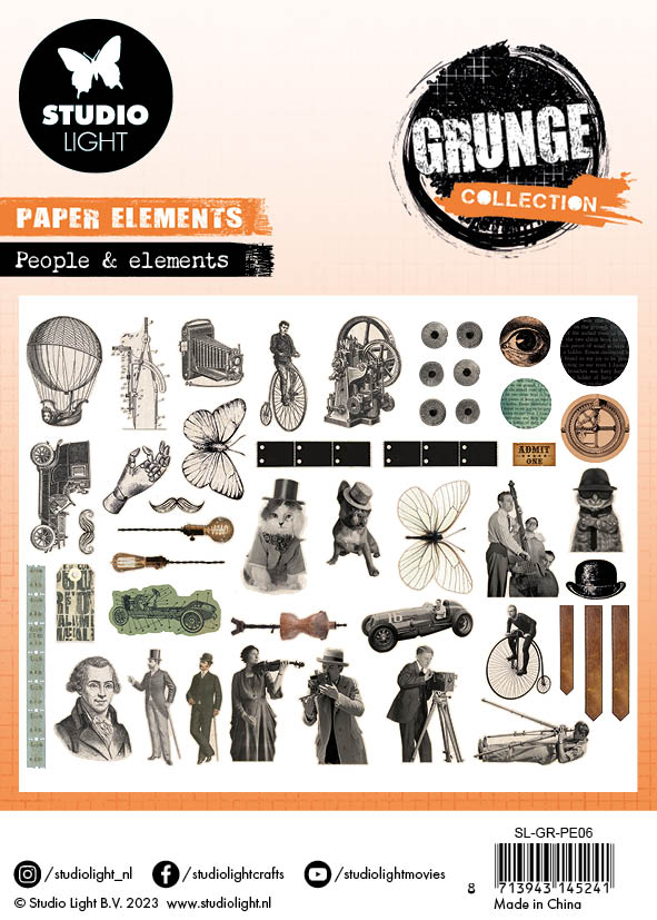 SL Paper Elements People & Elements Grunge Collection 75x75x1mm 47 PC nr.06-5