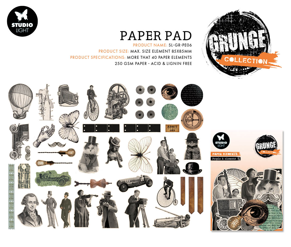 SL Paper Elements People & Elements Grunge Collection 75x75x1mm 47 PC nr.06-2