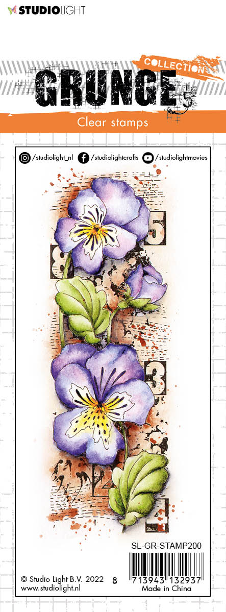 SL Clear Stamp Violets Grunge Collection 148x52,2x3mm 1 PC nr.200-2
