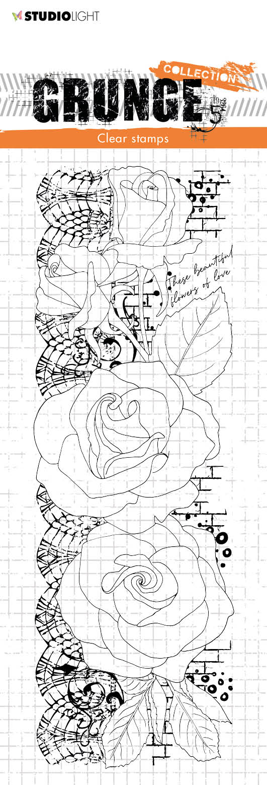 SL Clear Stamp Roses Grunge Collection 210x74x3mm 1 PC nr.202-1