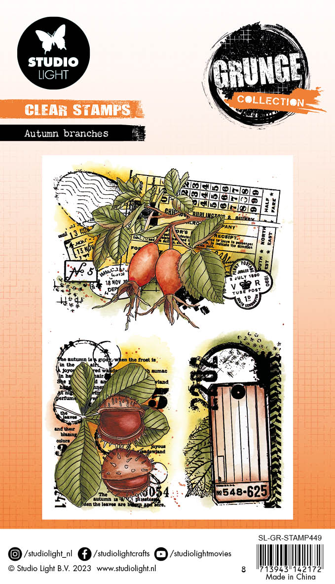 SL Clear Stamp Autumn Branches Grunge Collection 89x132x3mm 3 PC nr.449-3