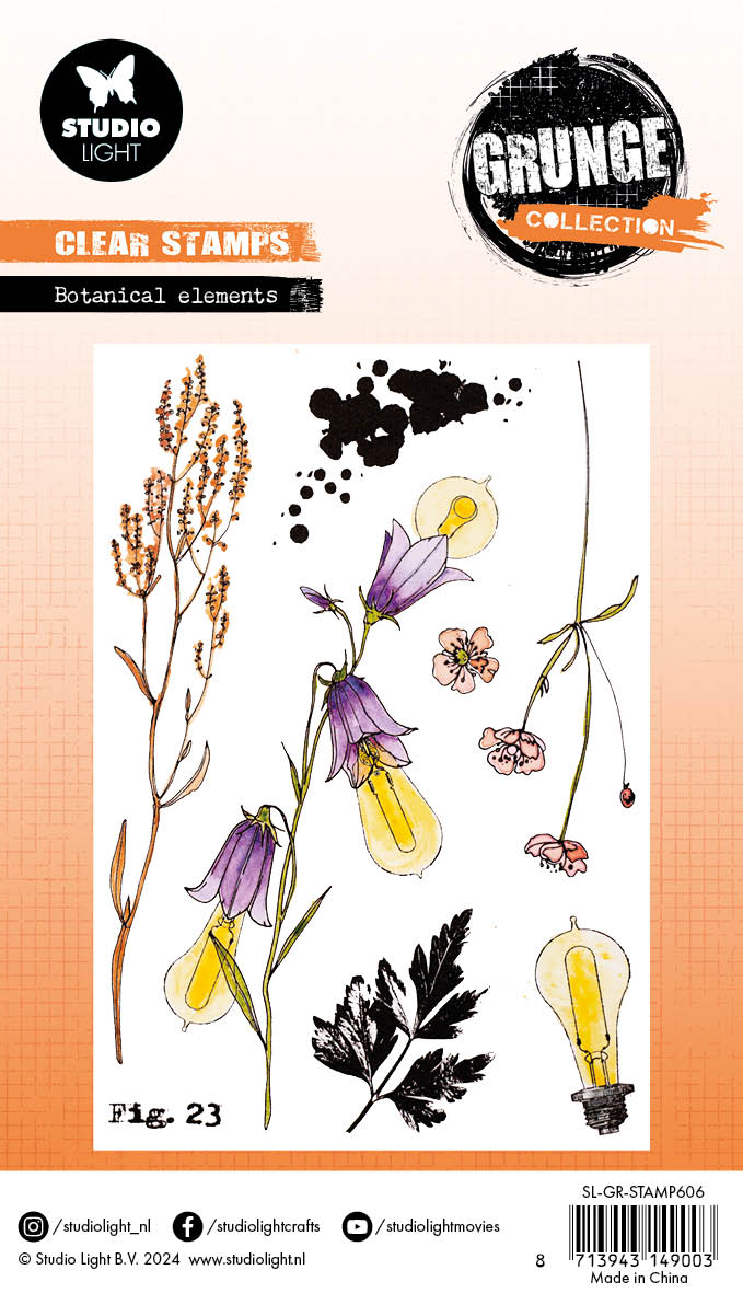 SL Clear Stamp Botanical Elements Grunge Collection 8 PC-3