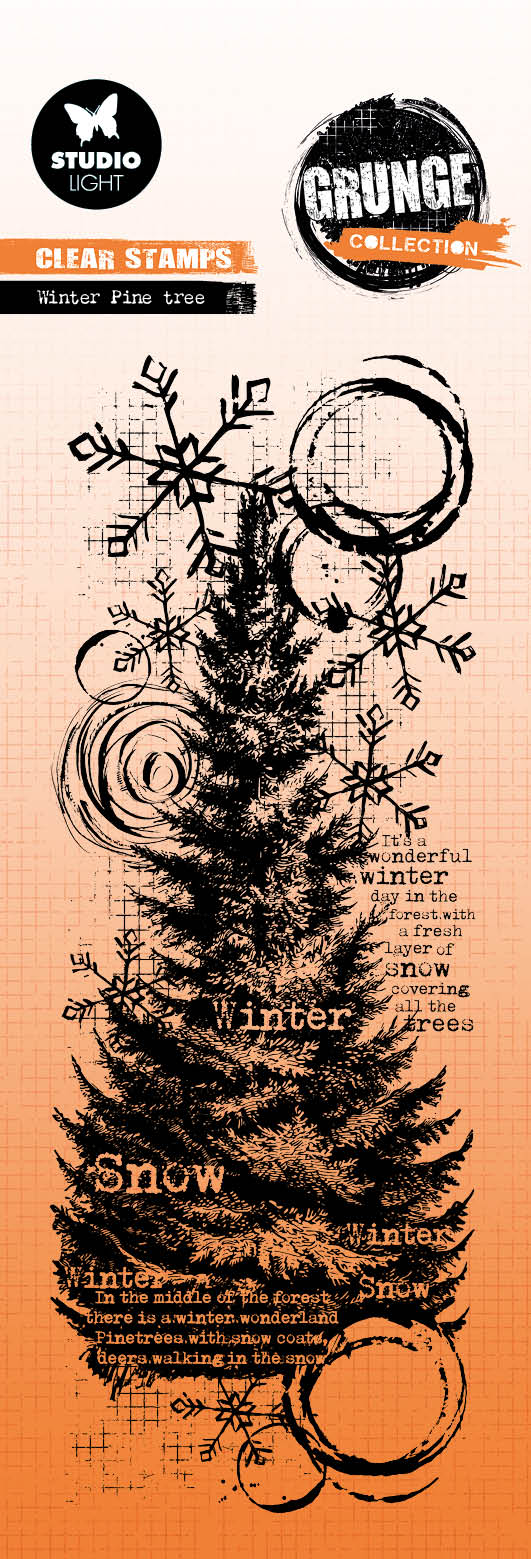 GR Clear Stamp Winter Pine Tree Grunge Collection 1 PC-1