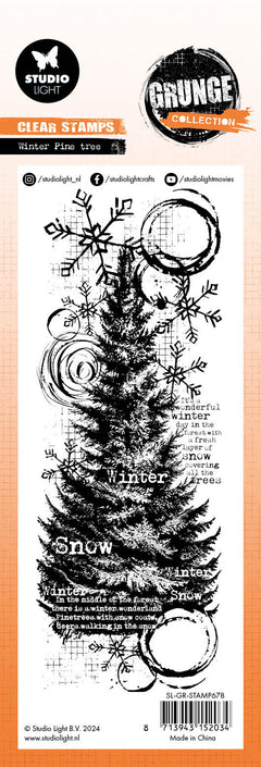 GR Clear Stamp Winter Pine Tree Grunge Collection 1 PC-2