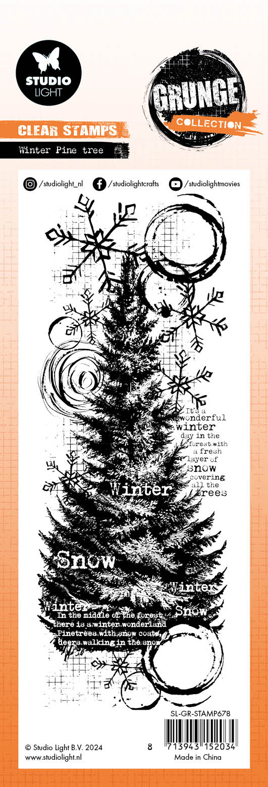GR Clear Stamp Winter Pine Tree Grunge Collection 1 PC-2