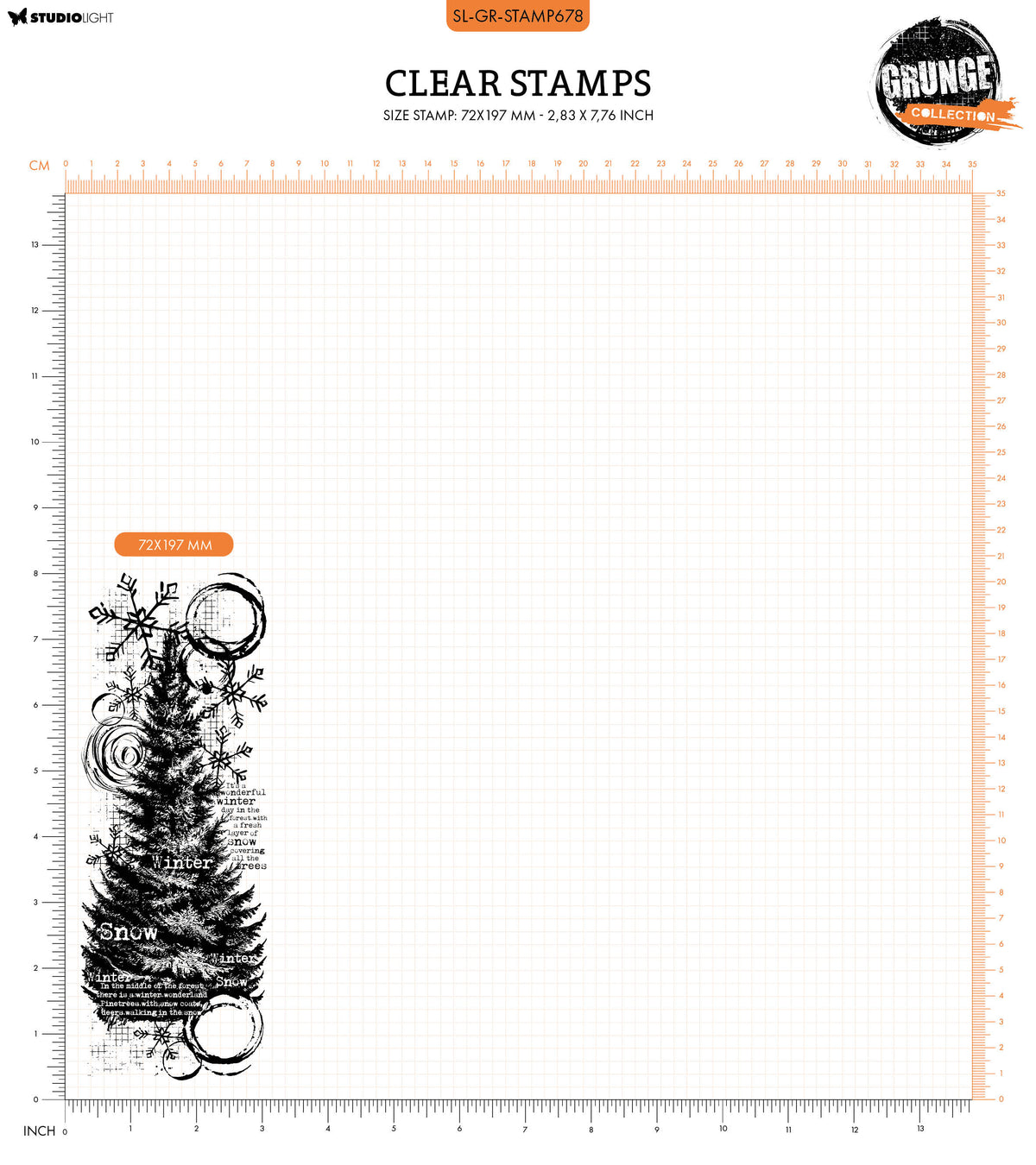 GR Clear Stamp Winter Pine Tree Grunge Collection 1 PC-3