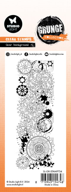 SL Clear Stamp Gear Background Grunge Collection 1 PC-2
