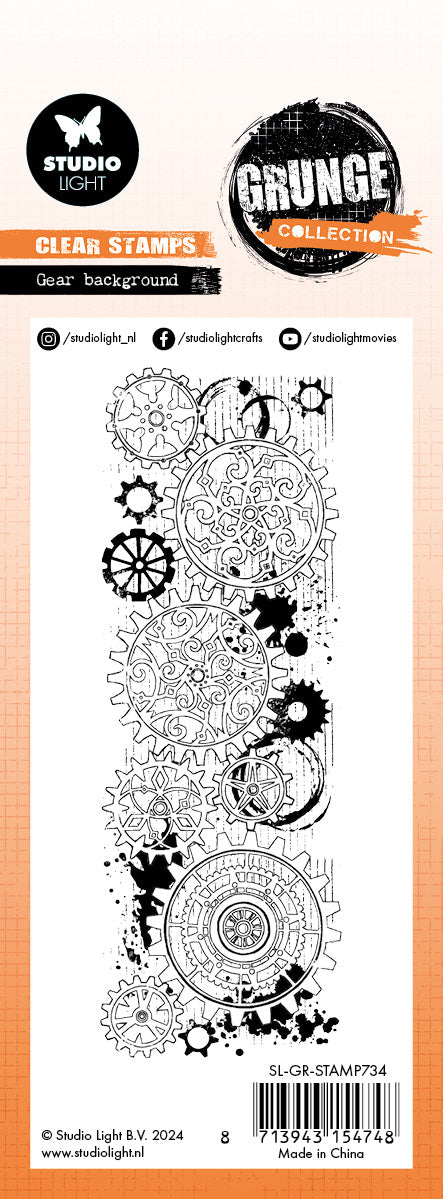 SL Clear Stamp Gear Background Grunge Collection 1 PC-2