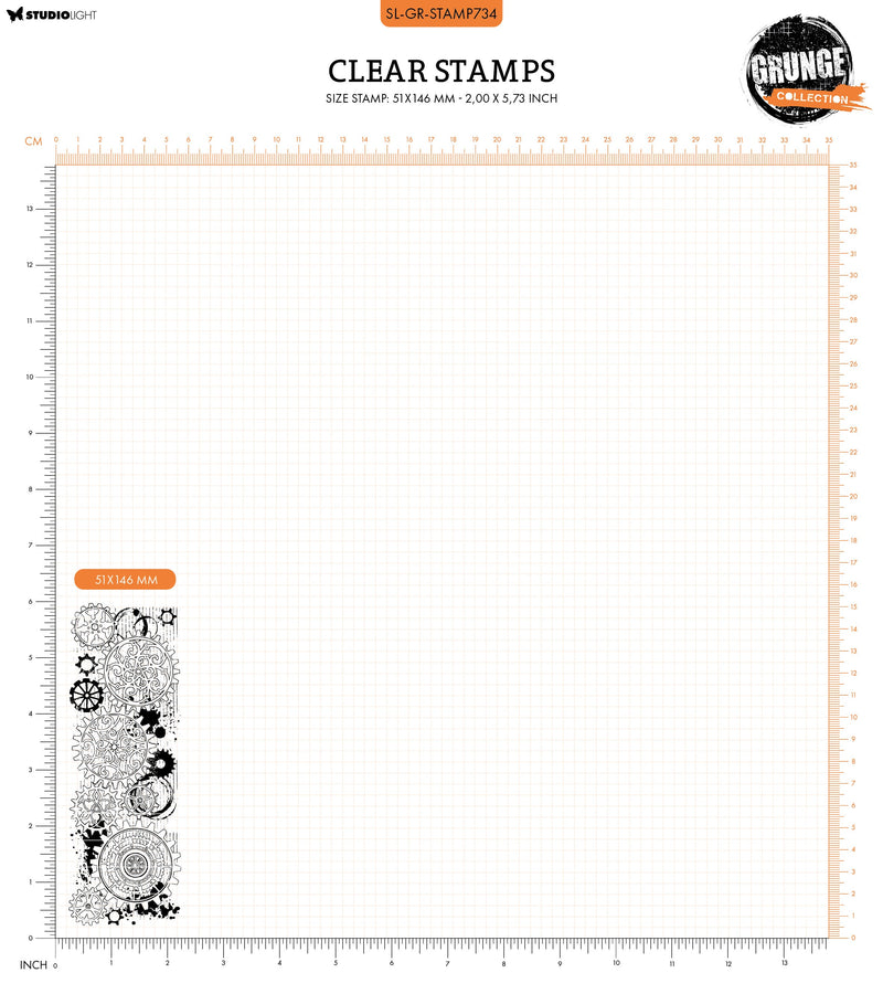 SL Clear Stamp Gear Background Grunge Collection 1 PC-3