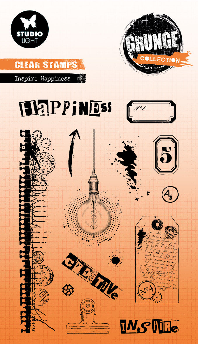 SL Clear Stamp Inspire Happiness Grunge Collection 14 PC-1