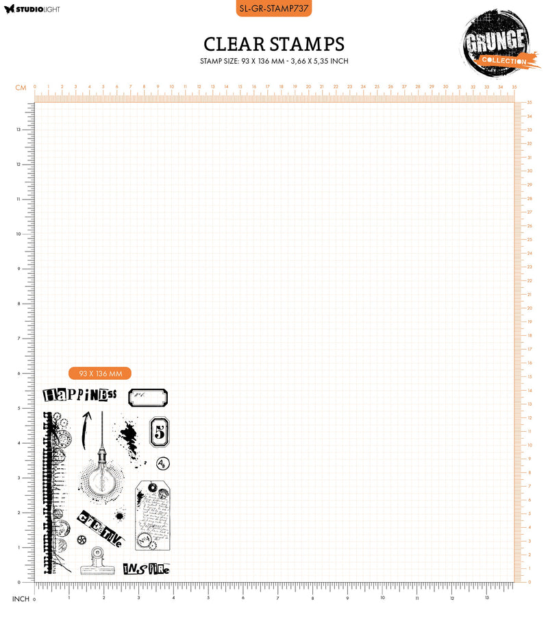 SL Clear Stamp Inspire Happiness Grunge Collection 14 PC-3