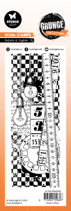 SL Clear Stamp Rulers & Lights Grunge Collection 1 PC-2