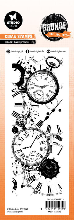 SL Clear Stamp Clock Background Grunge Collection 1 PC-2