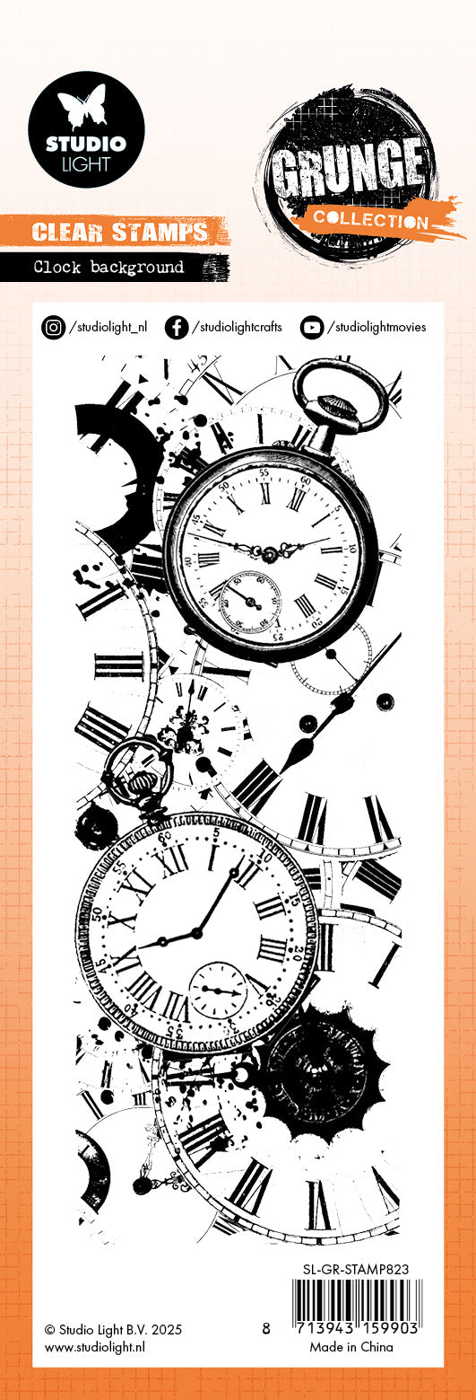 SL Clear Stamp Clock Background Grunge Collection 1 PC-2