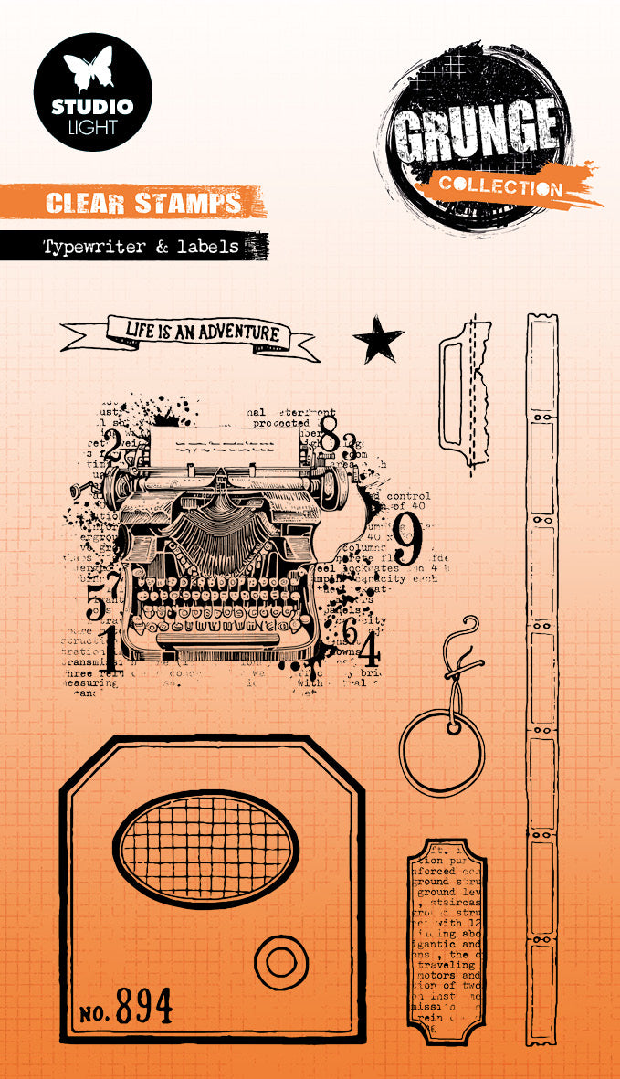 SL Clear Stamp Typewriter & Labels Grunge Collection 10 PC-1