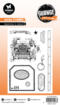 SL Clear Stamp Typewriter & Labels Grunge Collection 10 PC-2