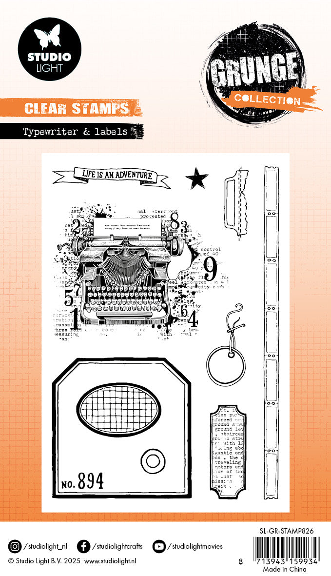SL Clear Stamp Typewriter & Labels Grunge Collection 10 PC-2