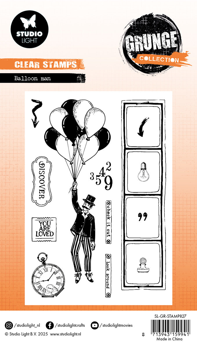 SL Clear Stamp Balloon Man Grunge Collection 13 PC-2