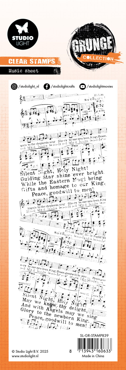 SL Clear Stamp Music Sheet Grunge Collection 1 Pieces-2