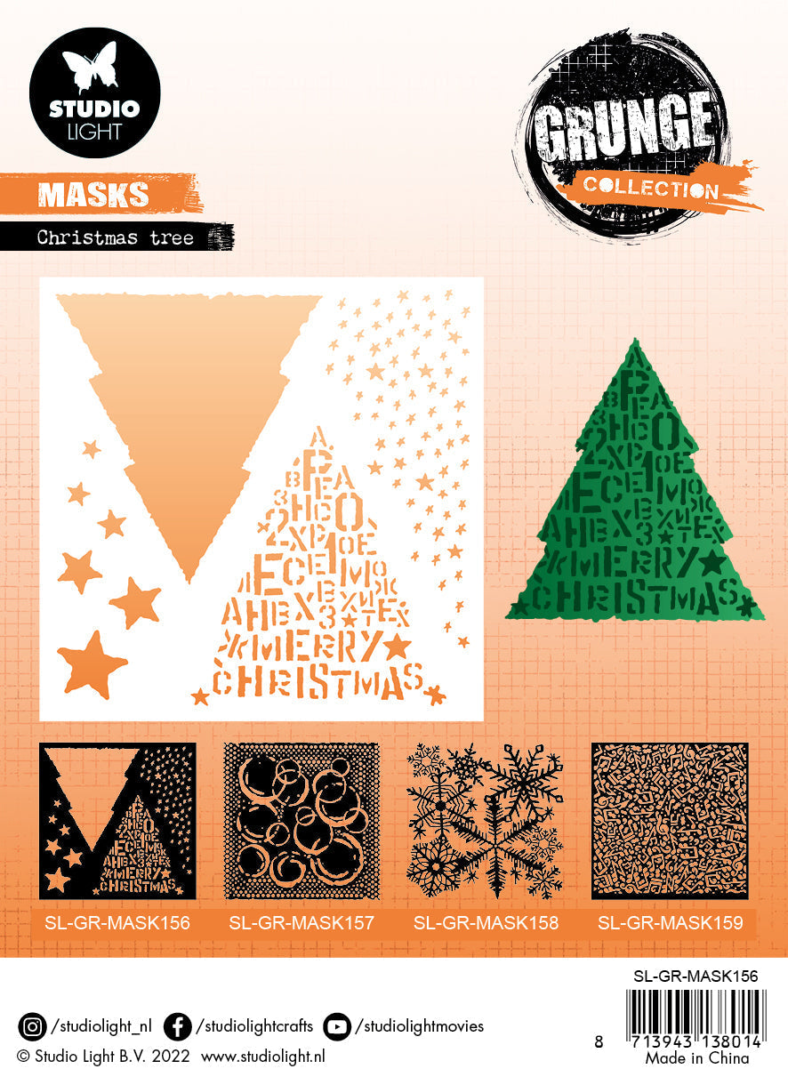 SL Mask Christmas Tree Grunge Collection 150x150x1mm 1 PC nr.156-2