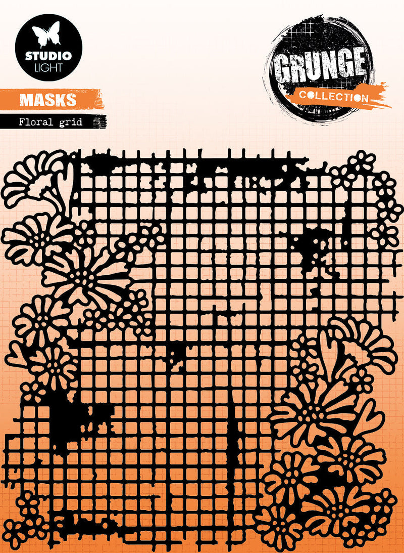 SL Mask Floral Grid Grunge Collection 150x150x1mm 1 PC nr.179-1