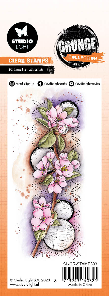 SL Clear Stamp Primula Branch Grunge Collection 45.5x140x3mm 1 PC nr.393-3