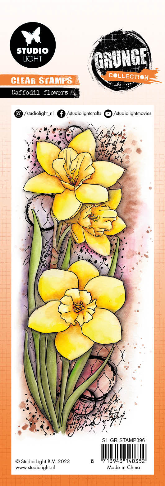 SL Clear Stamp Daffodil Flowers Grunge Collection 68x202x3mm 1 PC nr.396-3