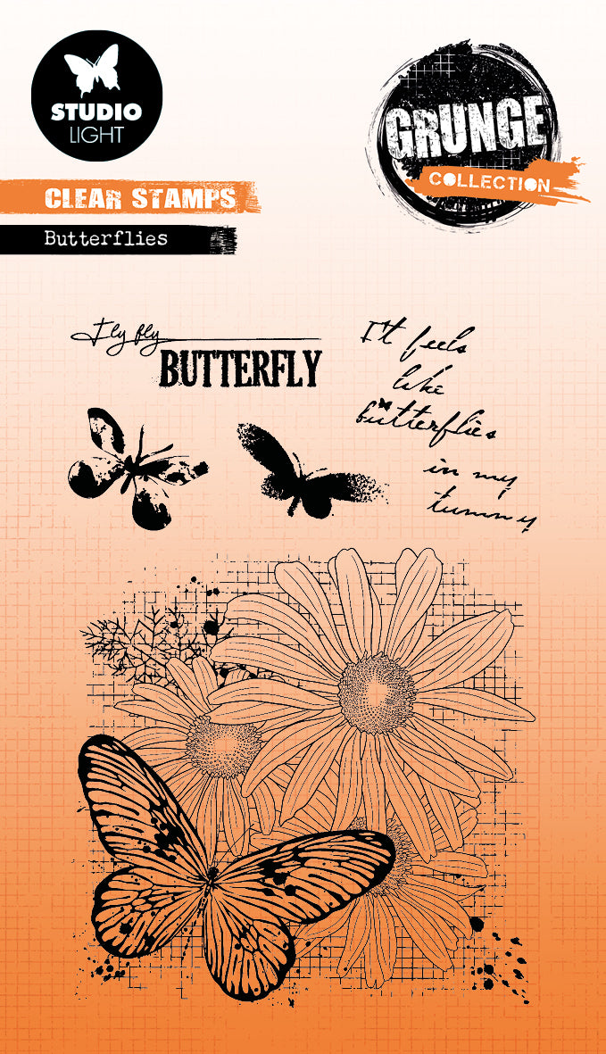 SL Clear Stamp Butterflies Grunge Collection 89x132x3mm 5 PC nr.399-1