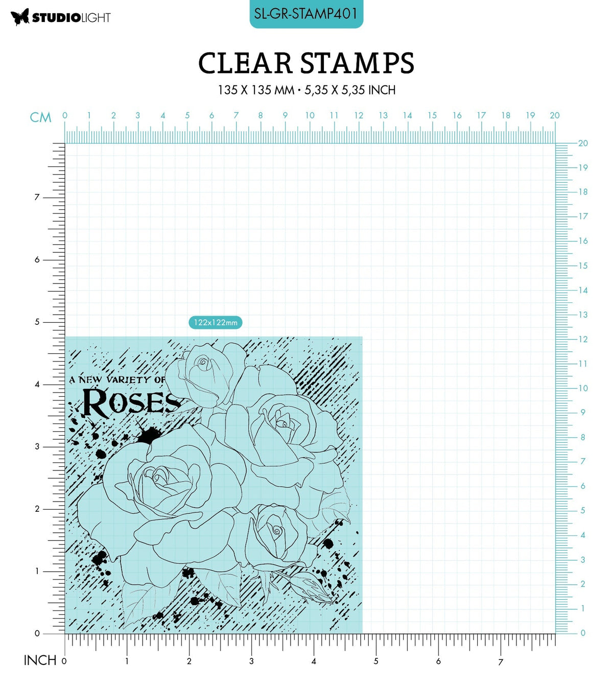 SL Clear Stamp Roses Grunge Collection 122x122x3mm 1 PC nr.401-2