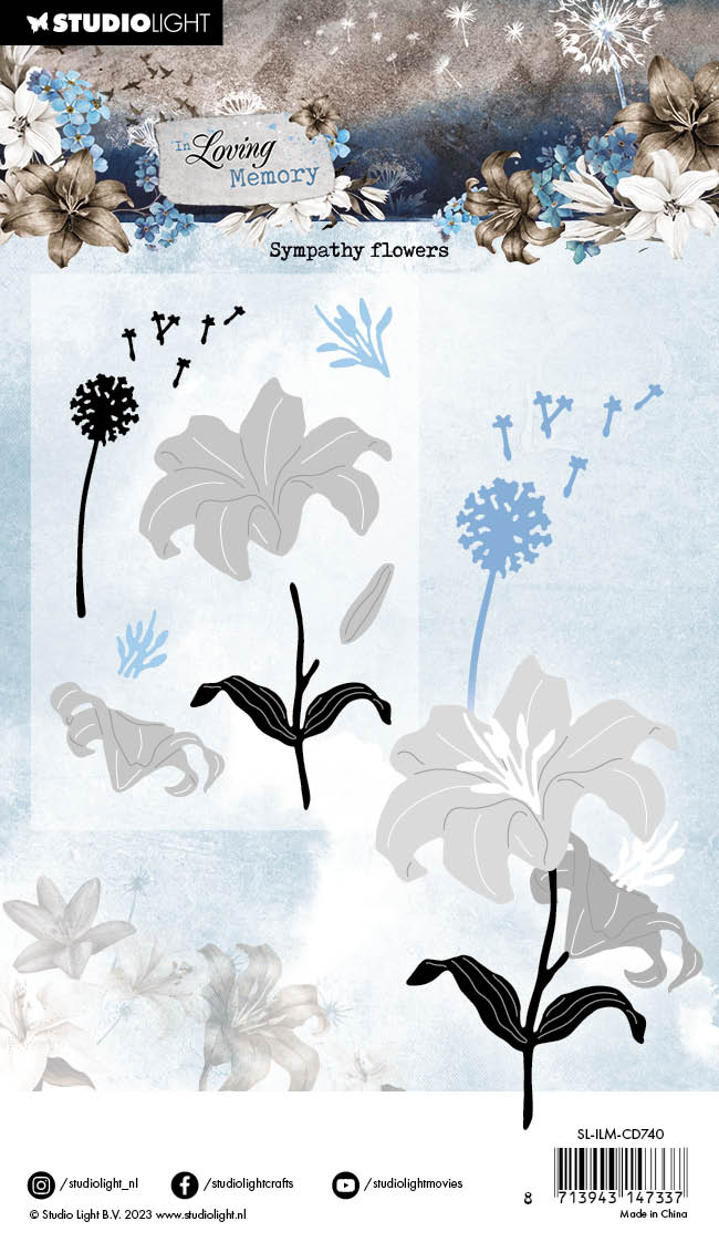Matrices de découpe SL Fleurs de sympathie En souvenir affectueux 93x139x1mm 8 pièces réf. 740-5