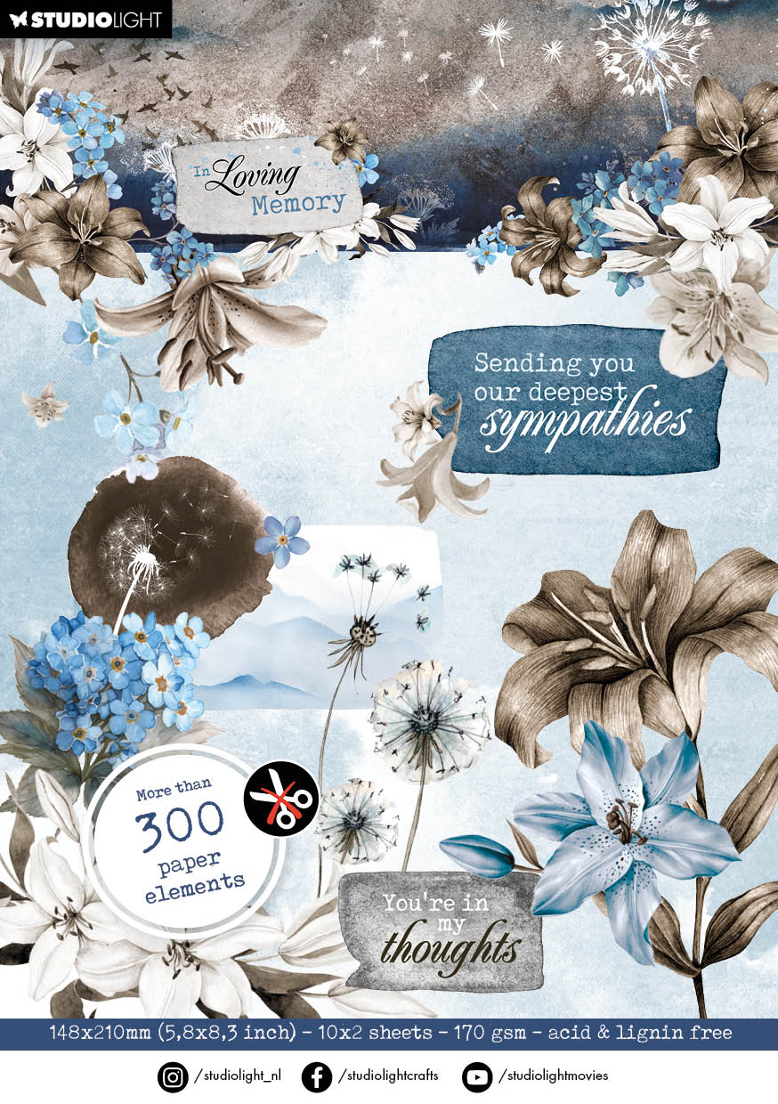 Elementos de papel troquelados SL In Loving Memory 148x210x5mm 20 HOJAS n.º 67