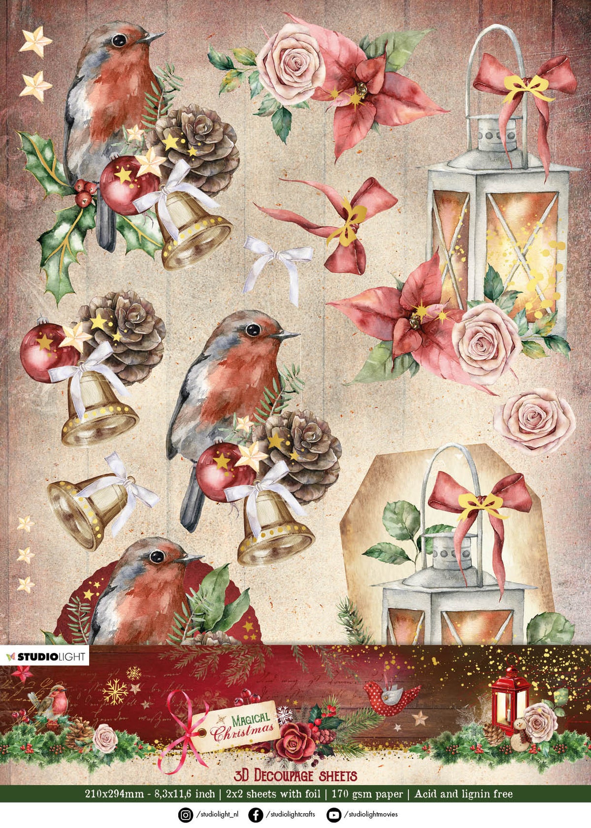 SL Paper Set 3D Cutting Sheets Magical Christmas 210x297x2mm 4 SH nr.33-1