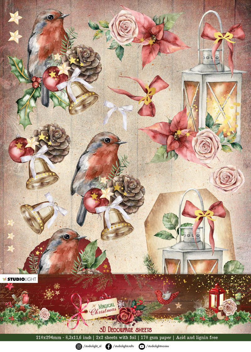 SL Paper Set 3D Cutting Sheets Magical Christmas 210x297x2mm 4 SH nr.33-1
