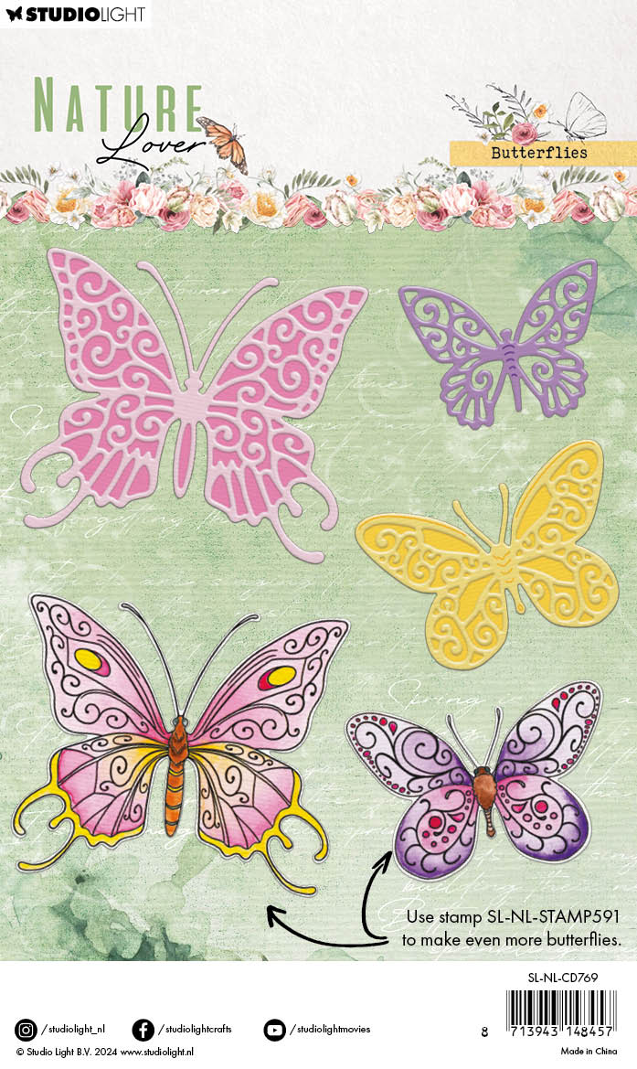 Troqueles de corte SL Mariposas Amante de la naturaleza 103x144x1mm 5 piezas n.º 769-3