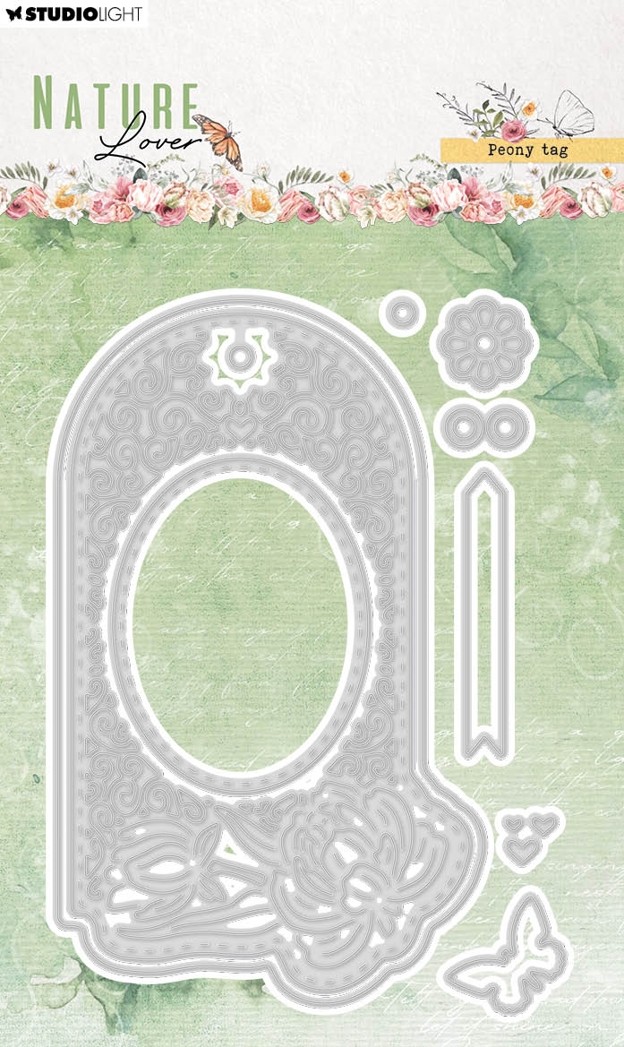 Troqueles de corte SL Peony Tag Nature Lover 95x134x1mm 9 pzas n.º 772-1