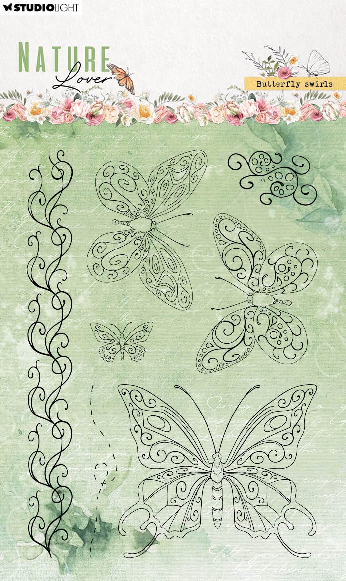 SL Tampons Transparents Papillons Tourbillons Amoureux de la Nature 99x139x3mm 7 PC réf.591-1