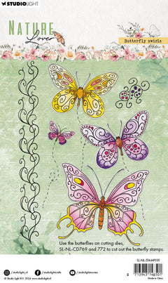 SL Tampons Transparents Papillons Tourbillons Amoureux de la Nature 99x139x3mm 7 PC réf.591-3