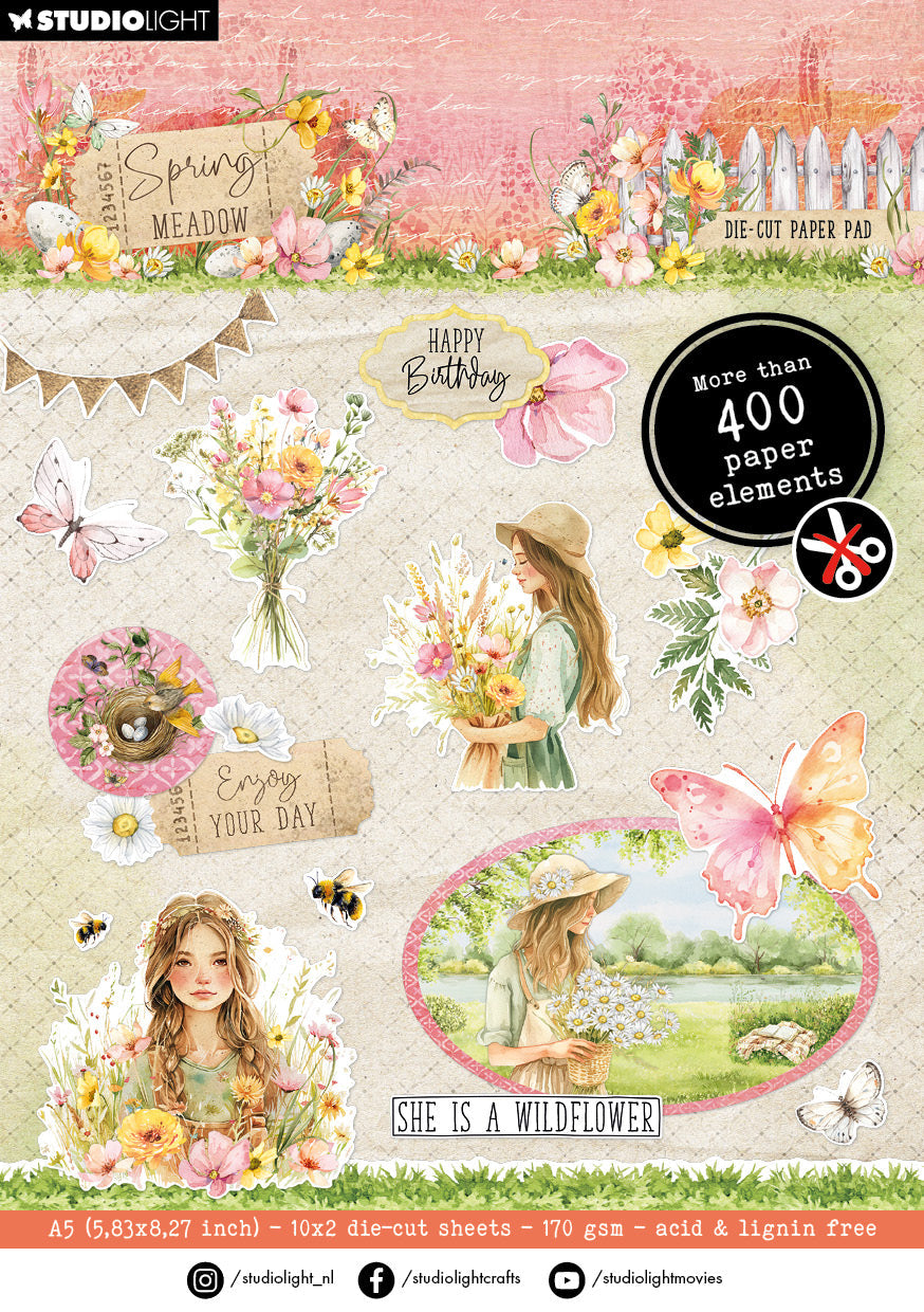 SL Die-Cut Paper Pad Paper Elements Spring Meadow 20 SH-1