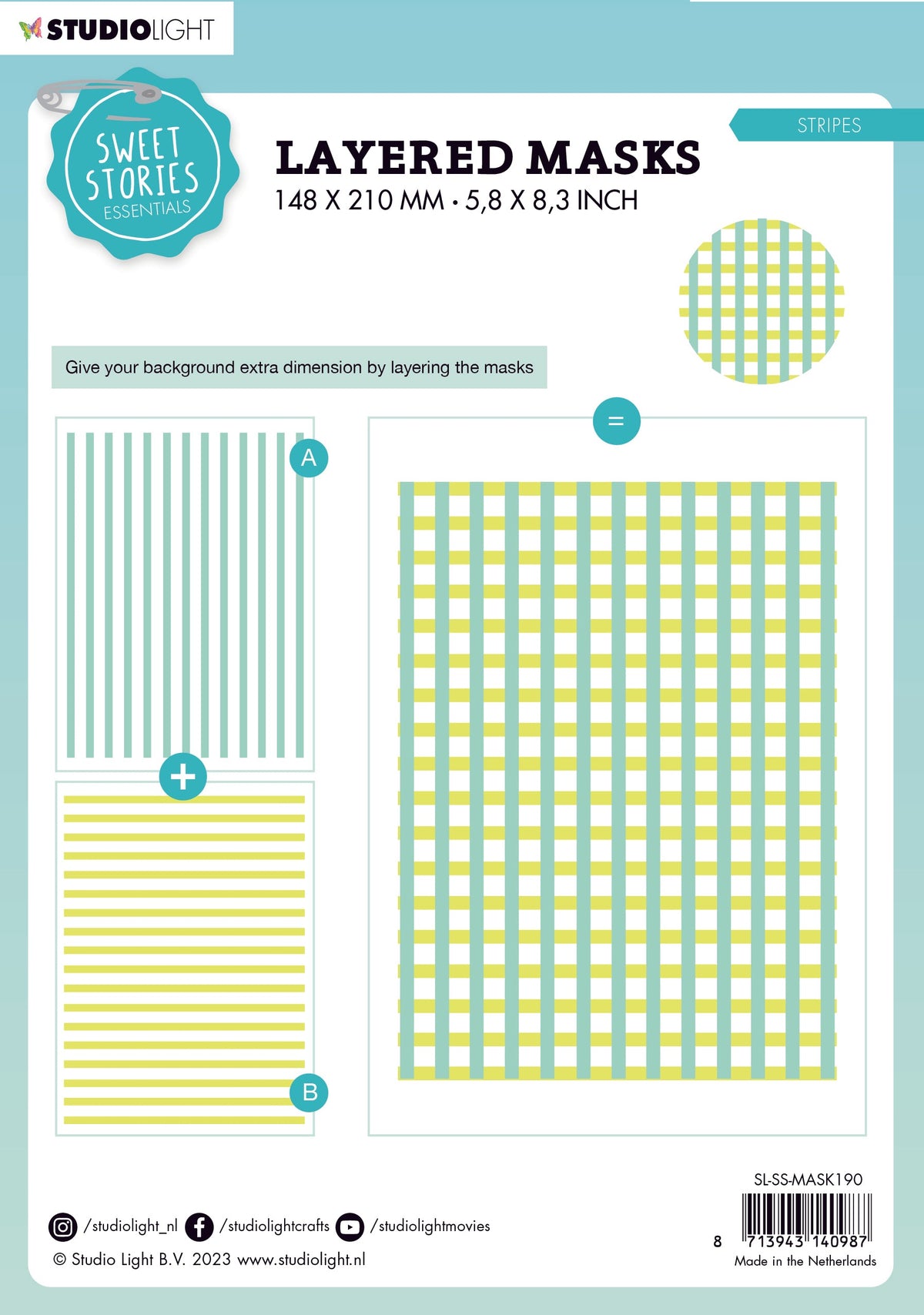 SL Mask Stripes Sweet Stories 150x210x1mm 1 PC nr.190-3
