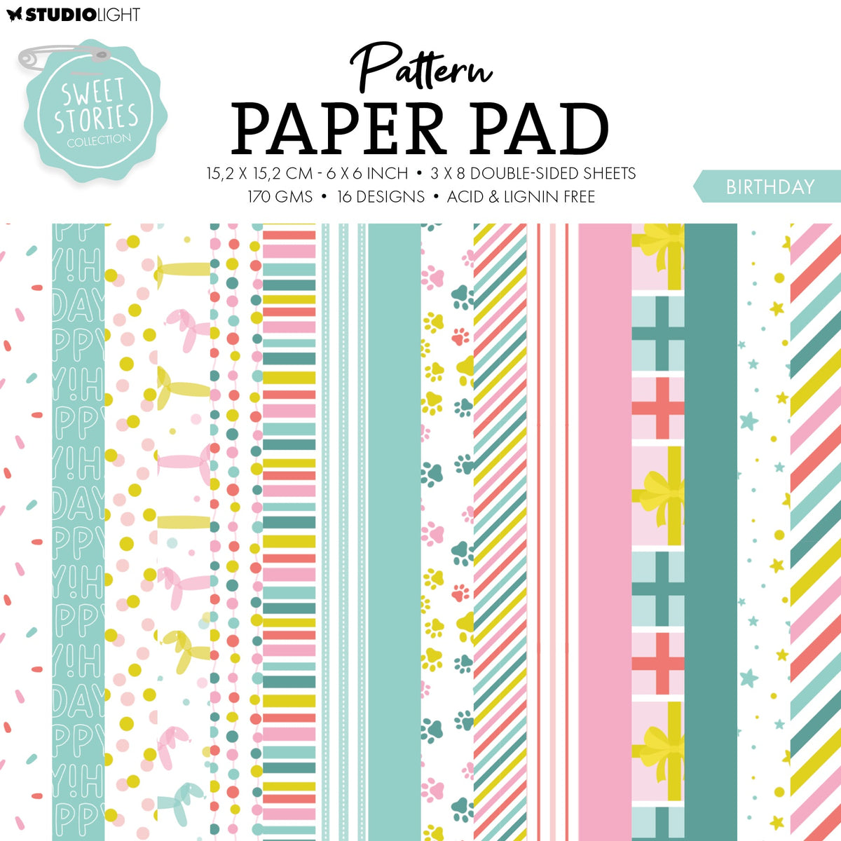 Bloc de papel con patrones SL Birthday Sweet Stories 24 Hojas-1
