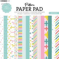 Bloc de papel con patrones SL Birthday Sweet Stories 24 Hojas-1
