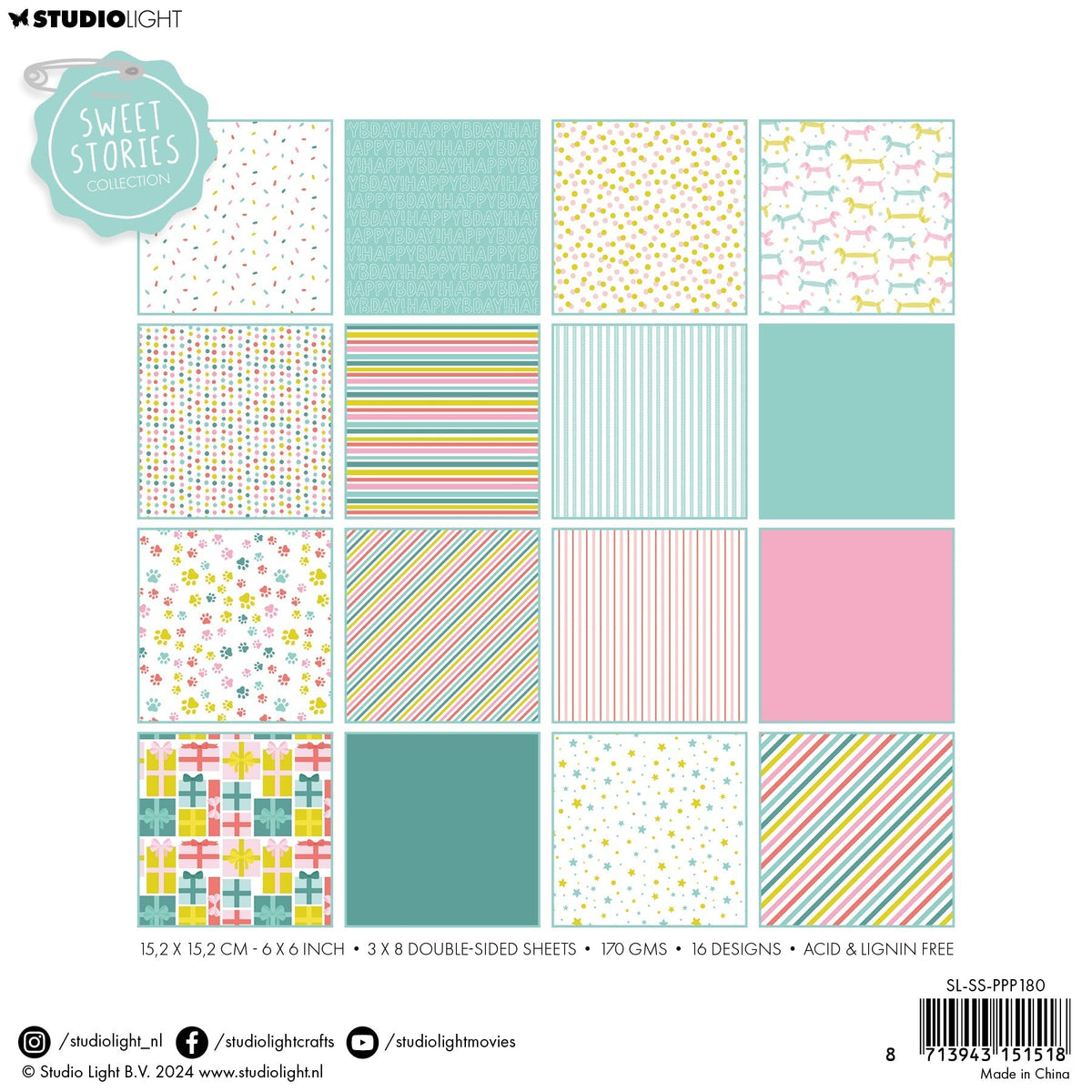 Bloc de papel con patrones SL Birthday Sweet Stories 24 Hojas-3