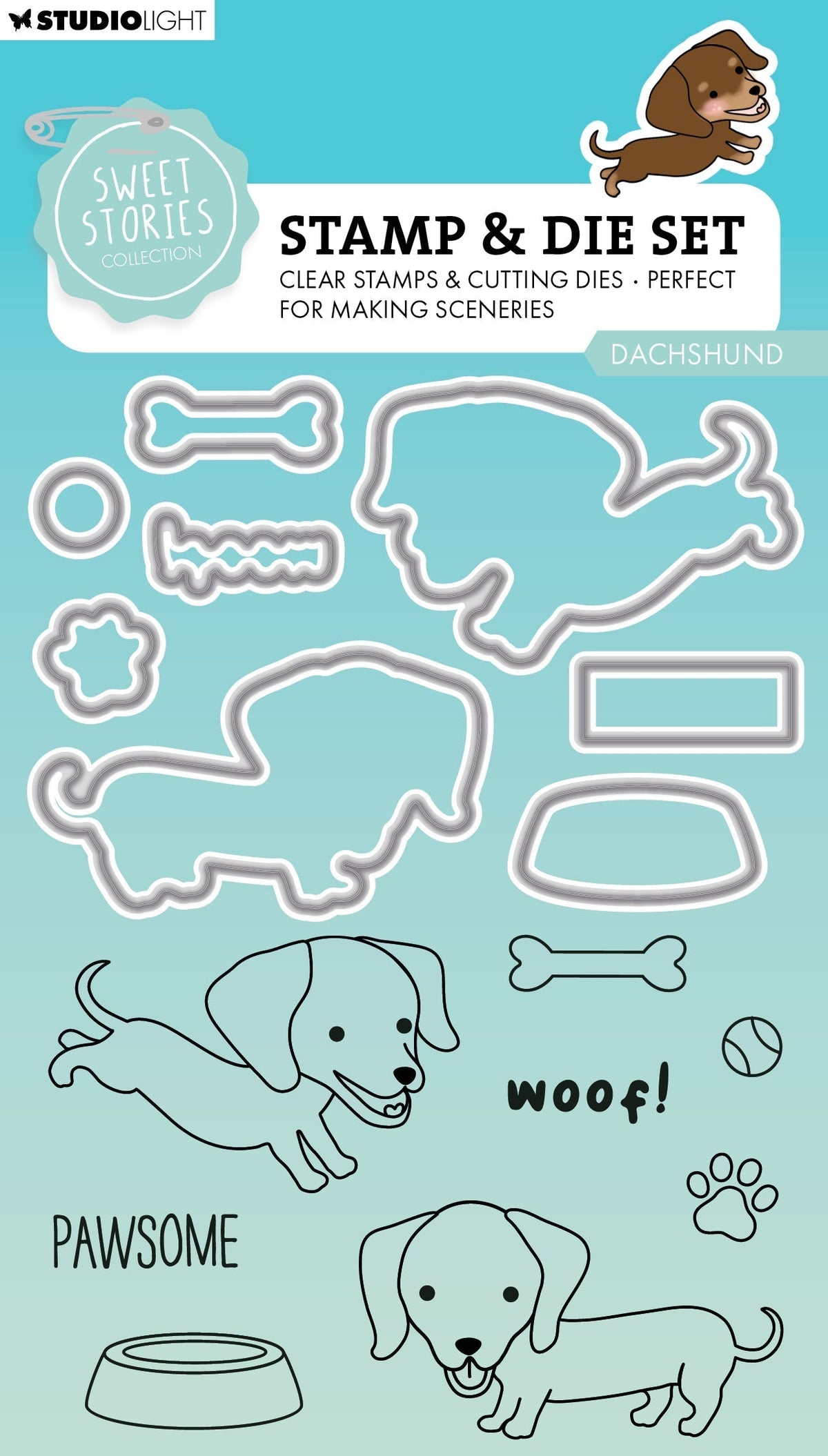SL Stamp & Cutting Die Dachshund Sweet Stories 16 PC-1