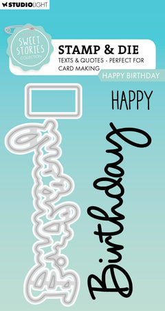 Set de sellos y troqueles SL Happy Birthday Sweet Stories, 4 piezas-1