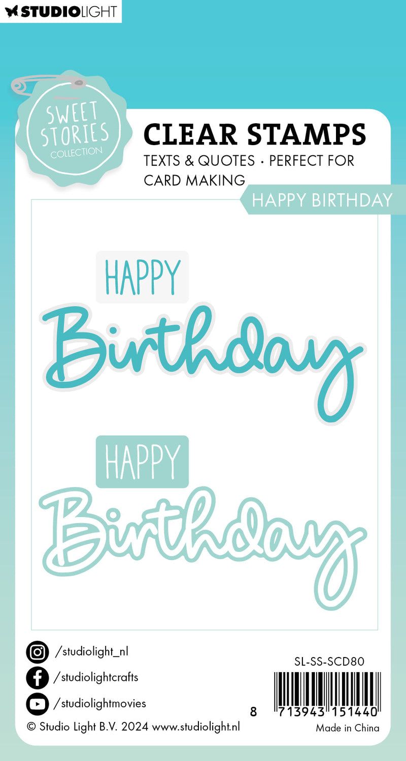 Set de sellos y troqueles SL Happy Birthday Sweet Stories, 4 piezas-3