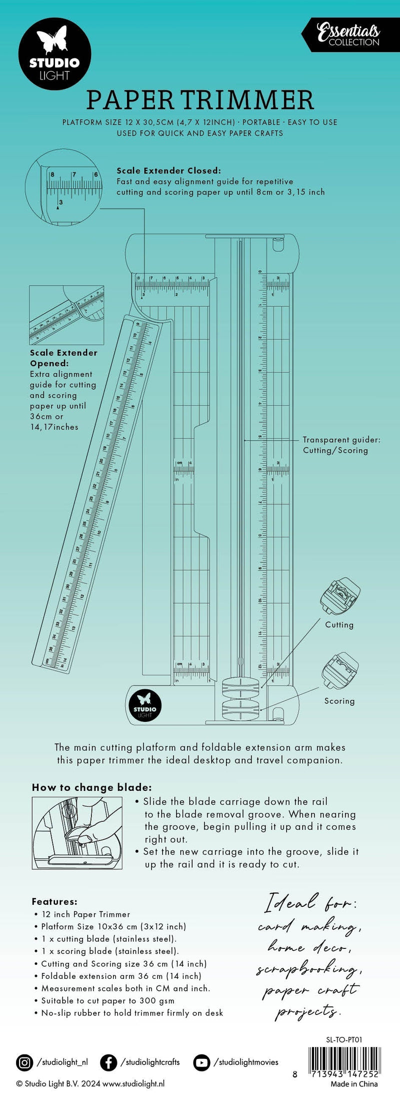 SL Paper Trimmer Essentials Tools 135x378x30mm 1 PC nr.01-2